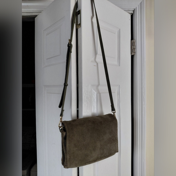 Olive Green Suede Purse - Picture 1 of 5